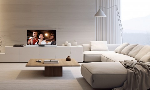 Televisão com flap instalado na parede